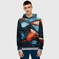 Толстовка-худи мужская Синие и янтарные камни, цвет: 3D-меланж — фото 2