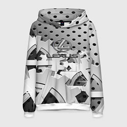 Толстовка-худи мужская Lexus carbon steel, цвет: 3D-белый