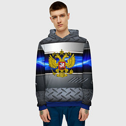 Толстовка-худи мужская Нано Россия герб, цвет: 3D-синий — фото 2