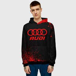 Толстовка-худи мужская Audi - red gradient, цвет: 3D-черный — фото 2