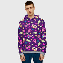Толстовка-худи мужская Ностальгия 90 паттерн, цвет: 3D-меланж — фото 2