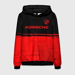 Толстовка-худи мужская Porsche - red gradient посередине, цвет: 3D-черный