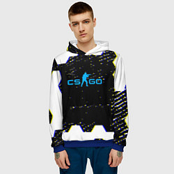 Толстовка-худи мужская CS соты абстракция, цвет: 3D-синий — фото 2