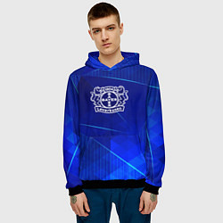 Толстовка-худи мужская Bayer 04 blue poly, цвет: 3D-черный — фото 2