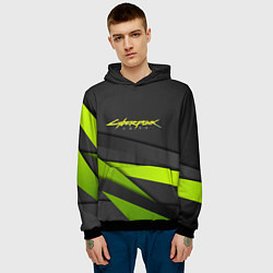 Толстовка-худи мужская Cyberpunk 2077 stripes line, цвет: 3D-черный — фото 2