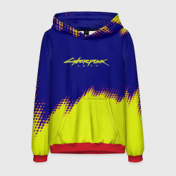 Толстовка-худи мужская Cyberpunk 2077 краски жёлтые, цвет: 3D-красный