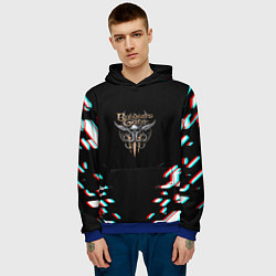 Толстовка-худи мужская Baldurs Gate glitch geometry, цвет: 3D-синий — фото 2