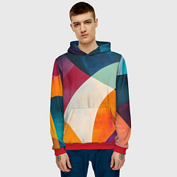 Толстовка-худи мужская Геометрическая иллюстрация, цвет: 3D-красный — фото 2