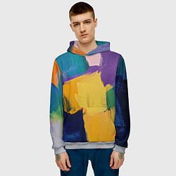 Толстовка-худи мужская Мазки красок, цвет: 3D-меланж — фото 2