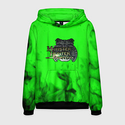 Толстовка-худи мужская Monster Hunter fire green, цвет: 3D-черный