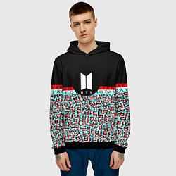 Толстовка-худи мужская BTS glitch, цвет: 3D-черный — фото 2