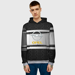 Толстовка-худи мужская Opel узоры метал, цвет: 3D-меланж — фото 2