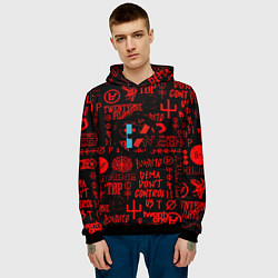 Толстовка-худи мужская Twenty one pilots pattern rock steel, цвет: 3D-черный — фото 2