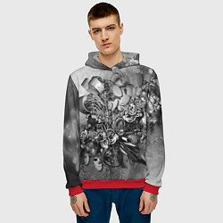 Толстовка-худи мужская Абстракция оптический узор, цвет: 3D-красный — фото 2