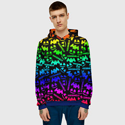 Толстовка-худи мужская Marshmello neon steel pattern, цвет: 3D-синий — фото 2