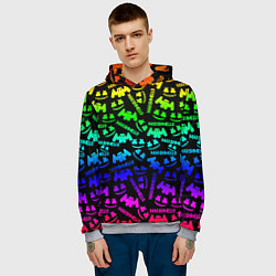 Толстовка-худи мужская Marshmello neon steel pattern, цвет: 3D-меланж — фото 2