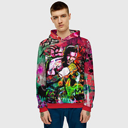 Толстовка-худи мужская Майк Тайсон граффити, цвет: 3D-красный — фото 2