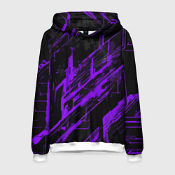 Толстовка-худи мужская Purple stripes on a black background, цвет: 3D-белый