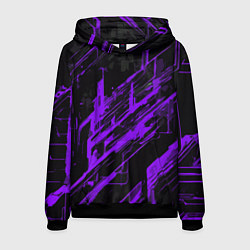 Толстовка-худи мужская Purple stripes on a black background, цвет: 3D-черный