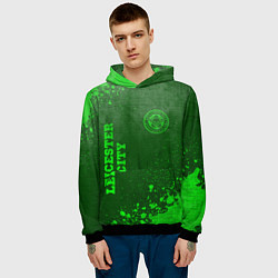 Толстовка-худи мужская Leicester City - green gradient вертикально, цвет: 3D-черный — фото 2