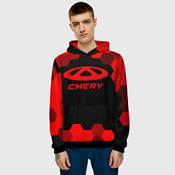 Толстовка-худи мужская Chery - red gradient, цвет: 3D-черный — фото 2