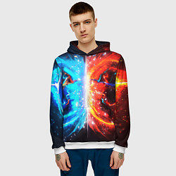Толстовка-худи мужская Битва планет абстракция, цвет: 3D-белый — фото 2