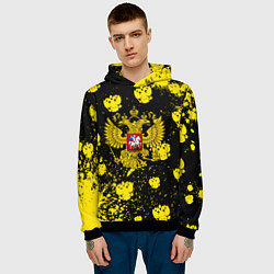 Толстовка-худи мужская Жёлтые краски герб, цвет: 3D-черный — фото 2
