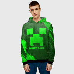 Толстовка-худи мужская Minecraft - green gradient, цвет: 3D-черный — фото 2