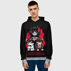 Толстовка-худи мужская Death meow cats, цвет: 3D-меланж — фото 2