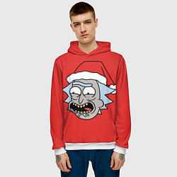 Толстовка-худи мужская Рик и Морти новогодний Рик, цвет: 3D-белый — фото 2