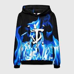 Толстовка-худи мужская Doom fire logo steel, цвет: 3D-черный