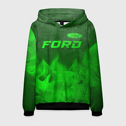 Толстовка-худи мужская Ford - green gradient посередине, цвет: 3D-черный