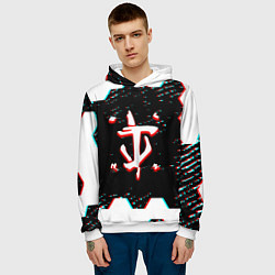 Толстовка-худи мужская Doom hexagon glitch color, цвет: 3D-белый — фото 2