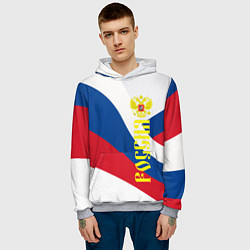 Толстовка-худи мужская Флаг России, паттерн, цвет: 3D-меланж — фото 2