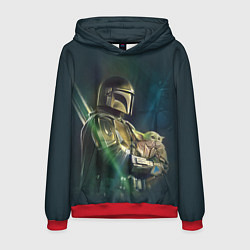 Толстовка-худи мужская Куда я туда и он - Мандалорец, цвет: 3D-красный