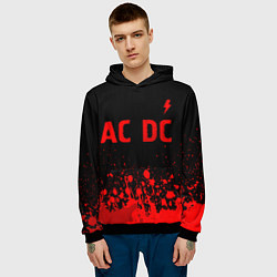 Толстовка-худи мужская AC DC - red gradient посередине, цвет: 3D-черный — фото 2