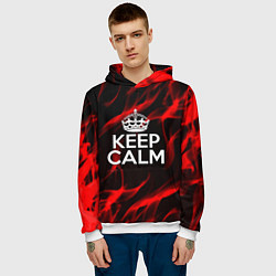 Толстовка-худи мужская Keep calm flame red, цвет: 3D-белый — фото 2