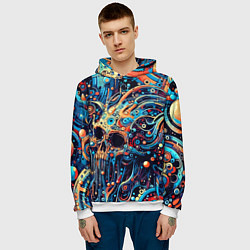 Толстовка-худи мужская Фантазийная композиция с черепом, цвет: 3D-белый — фото 2