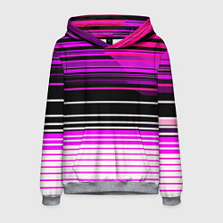 Толстовка-худи мужская Разноцветные вертикальные линии, цвет: 3D-меланж
