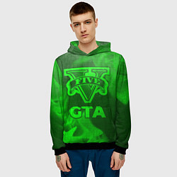 Толстовка-худи мужская GTA - green gradient, цвет: 3D-черный — фото 2