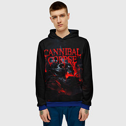 Толстовка-худи мужская Cannibal Corpse кровавый череп, цвет: 3D-синий — фото 2