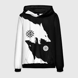 Толстовка-худи мужская Волки Одина с воинской символикой, цвет: 3D-черный