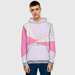 Толстовка-худи мужская Геометрическая абстракция с треугольниками и пятни, цвет: 3D-меланж — фото 2