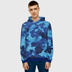 Толстовка-худи мужская Синий камуфляж, цвет: 3D-синий — фото 2