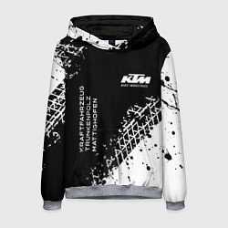 Толстовка-худи мужская KTM - следы от шин, цвет: 3D-меланж