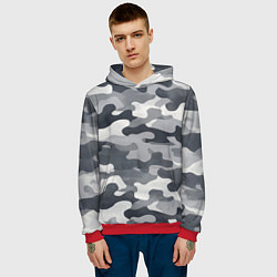 Толстовка-худи мужская Камуфляж армейский серый, цвет: 3D-красный — фото 2