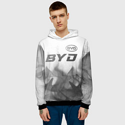 Толстовка-худи мужская BYD - white gradient посередине, цвет: 3D-черный — фото 2