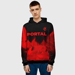 Толстовка-худи мужская Portal - red gradient посередине, цвет: 3D-черный — фото 2
