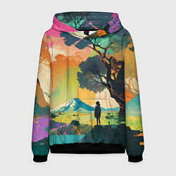 Толстовка-худи мужская На природе абстракция, цвет: 3D-черный