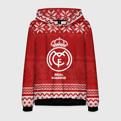 Толстовка-худи мужская Новогодний Real Madrid, цвет: 3D-черный